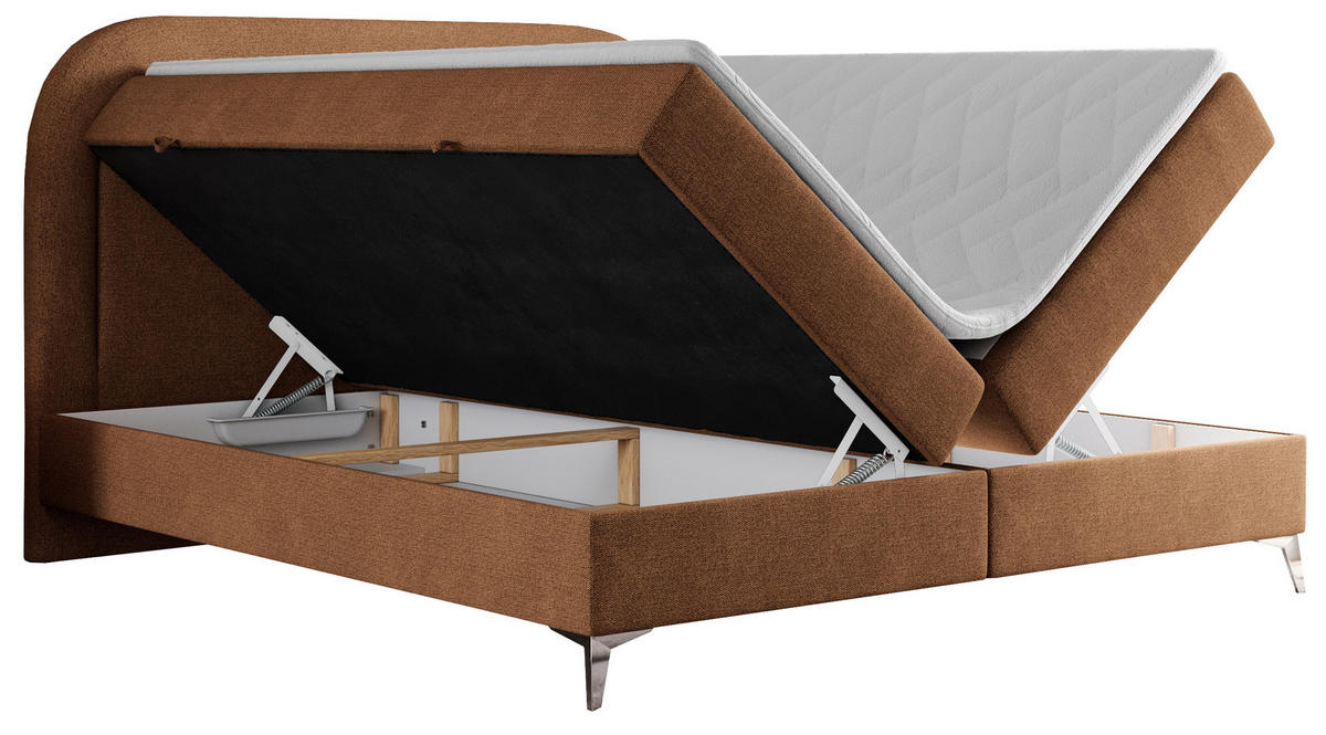 BOXBETT EIRA 140/200 Orange Struktur - H4 - Silberfarben/Orange, Holz/Textil (140/200cm) - MKS