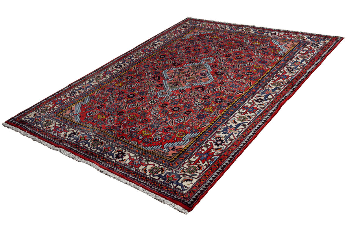 ORIENTTEPPICH handgeknüpft Assadabad Rot 207/133 cm Schurwolle - Rot, Textil (133/207cm) - Looma