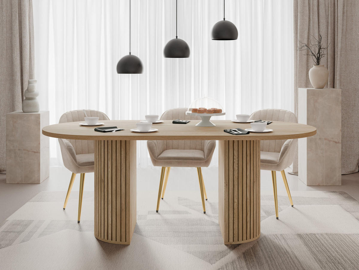 ESSTISCH Wotkon - Naturfarben, Holzwerkstoff (185/90/75cm) - MIRJAN24