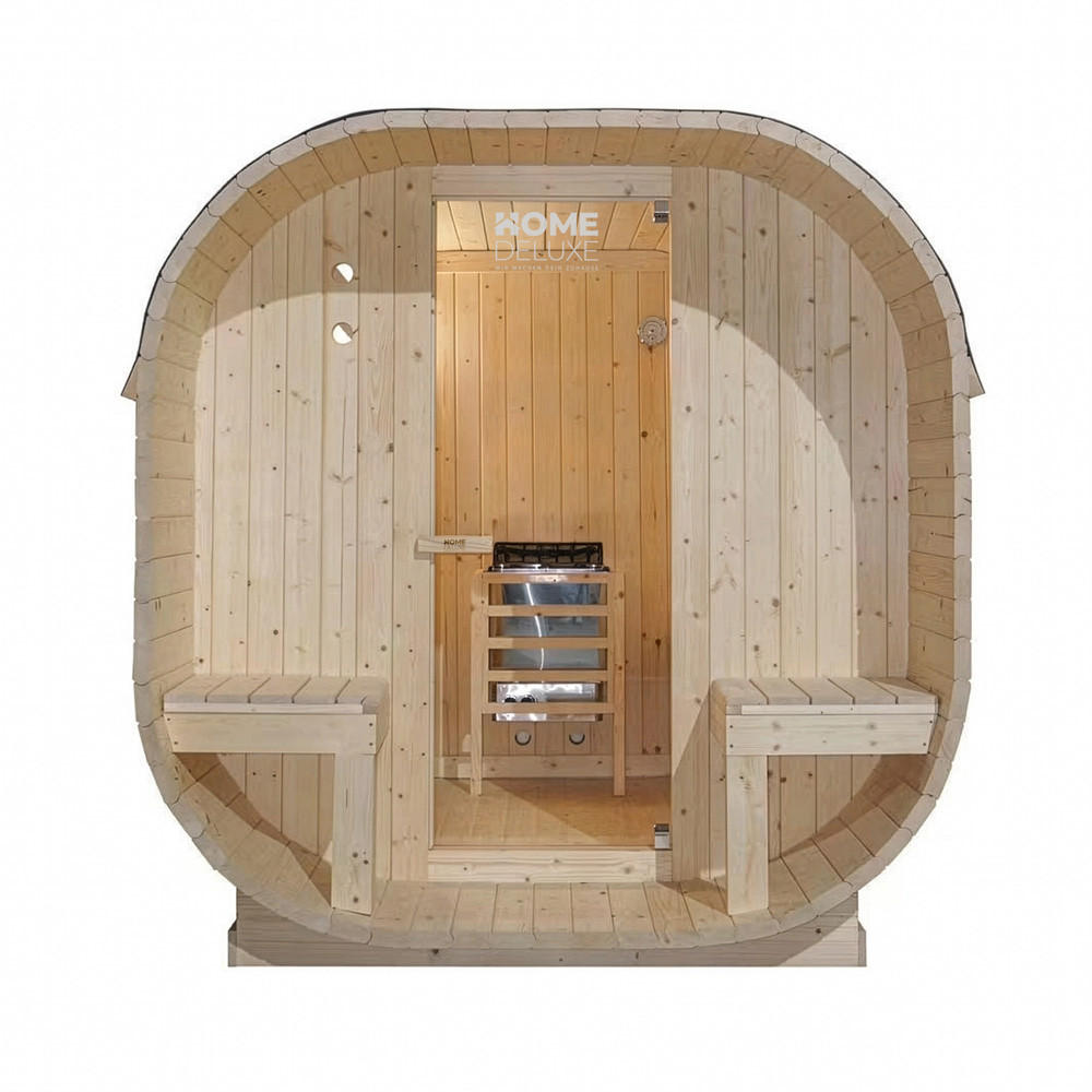 OUTDOOR SAUNA CUBE DELUXE L - DELUXE L - Braun, Holz (192.8/220/194cm) - Home Deluxe