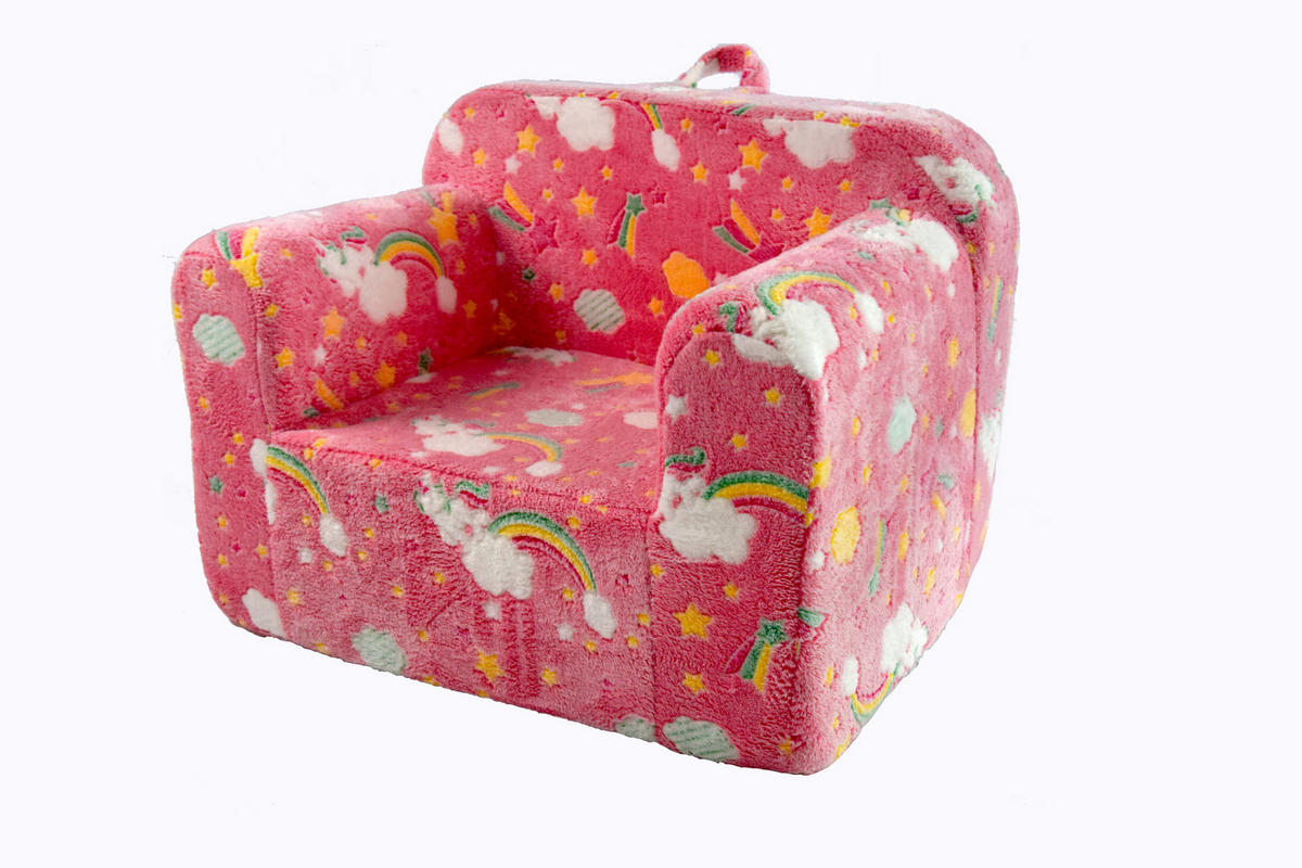 KINDERSOFA Stoff mit Schaumfüllung abnehmbarer Bezug, leuchtendem Muster 49/64/49 cm Rosa - Rosa, Textil (64/49/49cm) - Redom