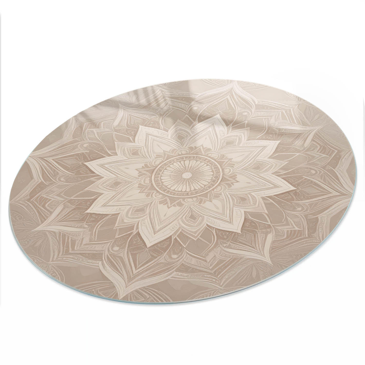 TISCHPLATTE fi50 cm – Mandala-Muster - Braun, Glas (50/50/0.4cm) - Wallfluent