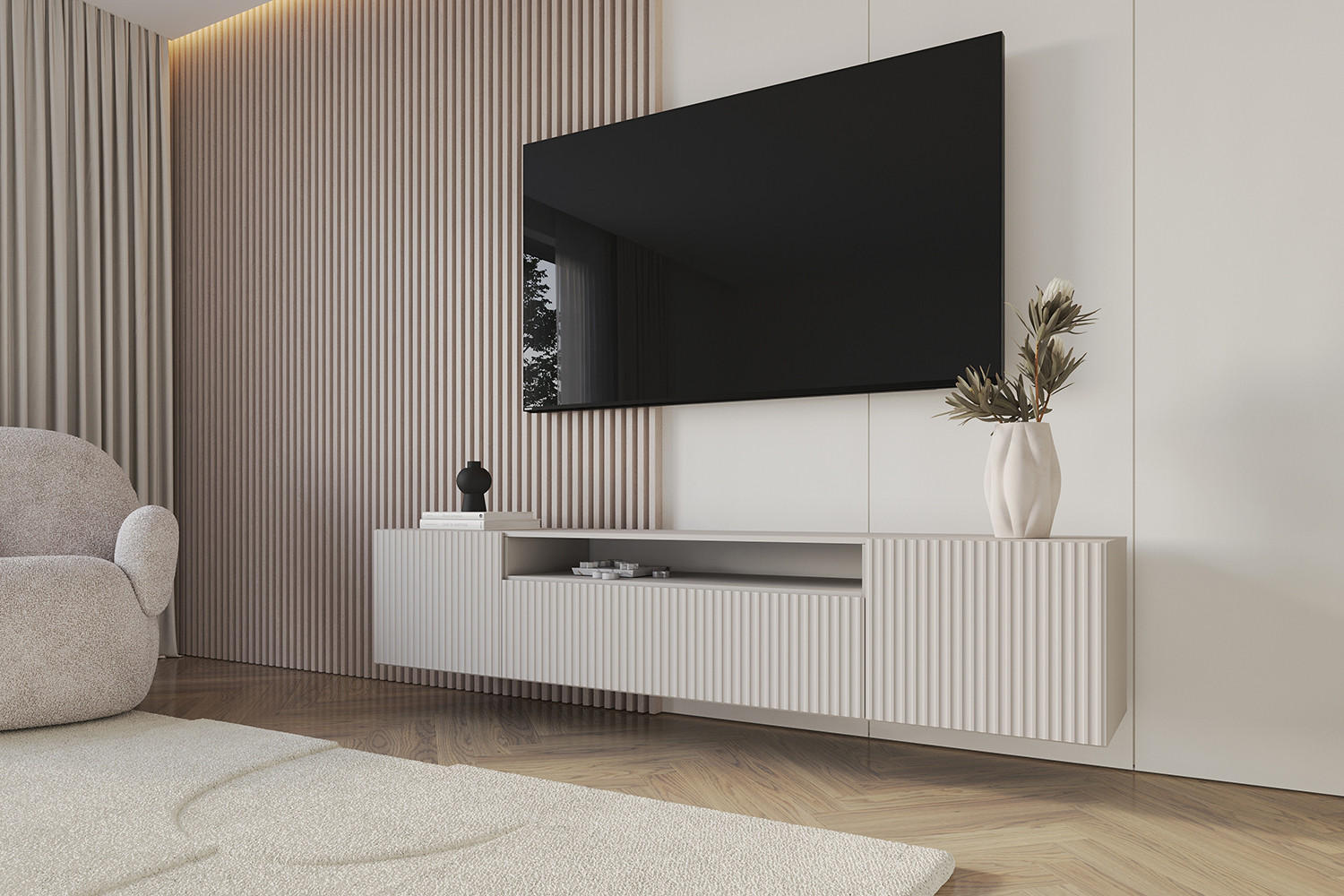 LOWBOARD NOA-2-W 200x40x41 cm - Kaschmir - Kaschmir, Holzwerkstoff (200/40/41cm) - ALTDECOR