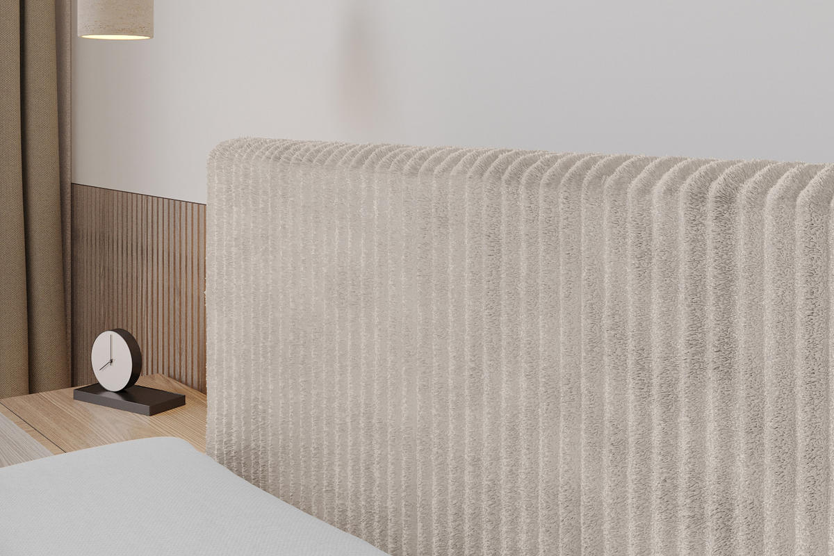 BOXBETT mit Matratze H3 und Lattenrost - TOLO-Z - 120x200 Cord - Aschgrau - Alufarben, Holzwerkstoff (120/200cm) - ALTDECOR