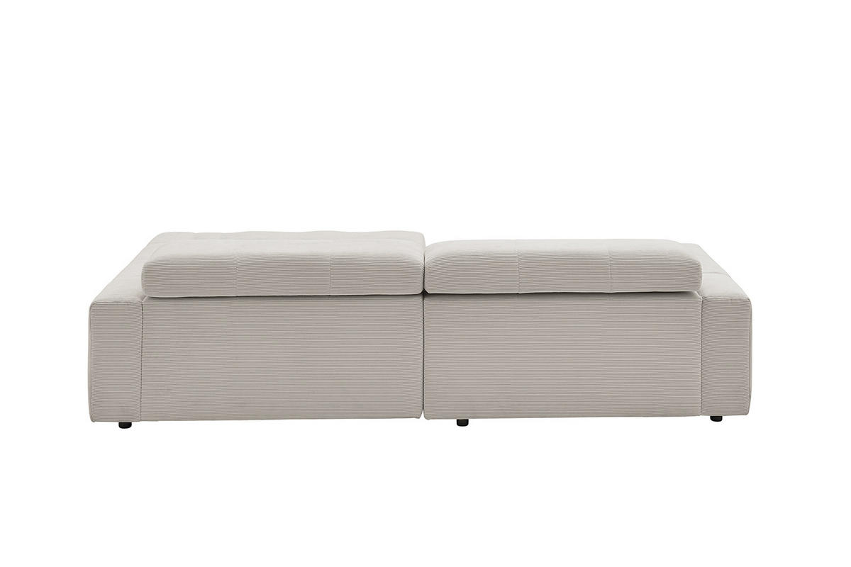 ECKSOFA RENO Silber Cord - Silberfarben/Schwarz, Kunststoff/Textil (258/217cm) - KAWOLA