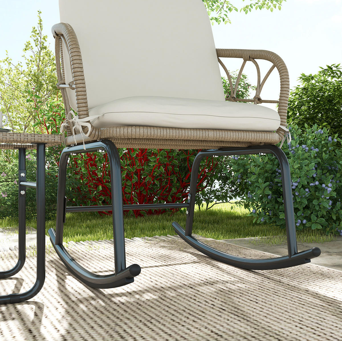 GARTENSET 63/75/82 cm Gelb aus Rattan 3er Set - Beige, Metall - OKMYHOME