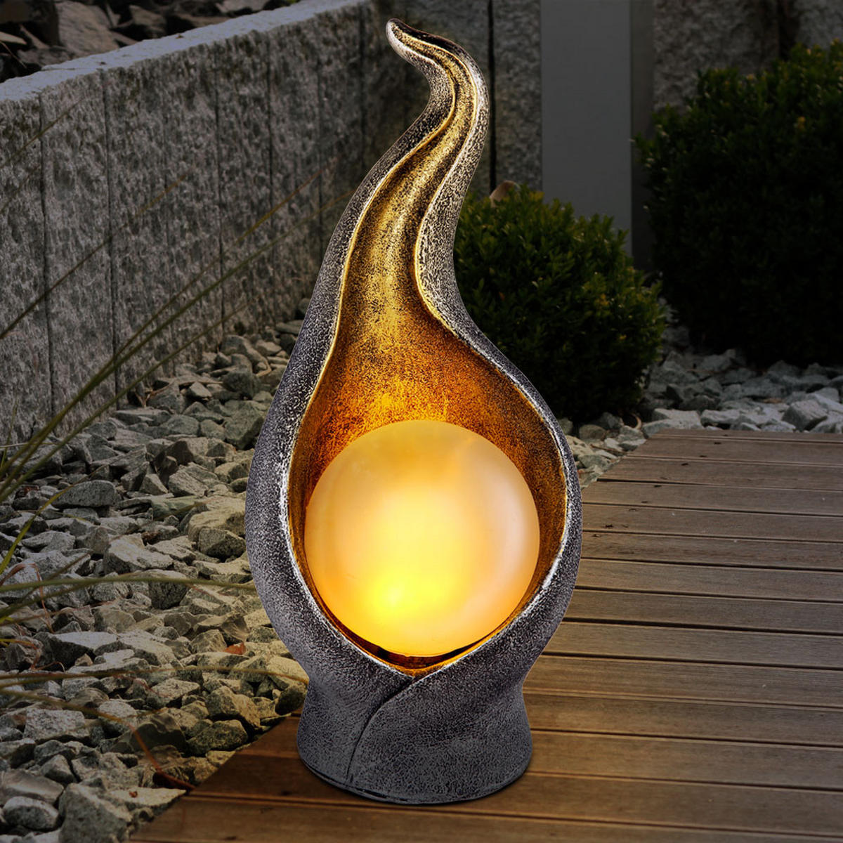 LED AUSSENLEUCHTE Silber Gold Leuchtkugel - Silberfarben, Kunststoff (12/11/26.5cm) - Globo Lighting