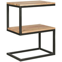 BEISTELLTISCH Massivholz S-Design Metallgestell Ablageflächen INDI, Beige 45x30x60 cm - Beige/Schwarz, Holz/Metall (30/45/60cm) - KADIMA DESIGN