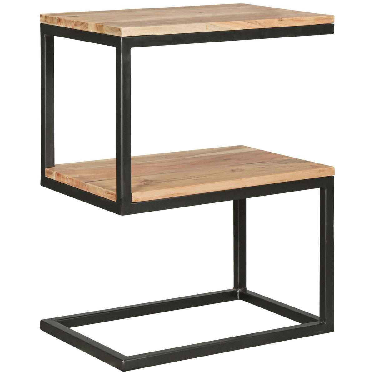 BEISTELLTISCH Massivholz S-Design Metallgestell Ablageflächen INDI, Beige 45x30x60 cm - Beige/Schwarz, Holz/Metall (30/45/60cm) - KADIMA DESIGN