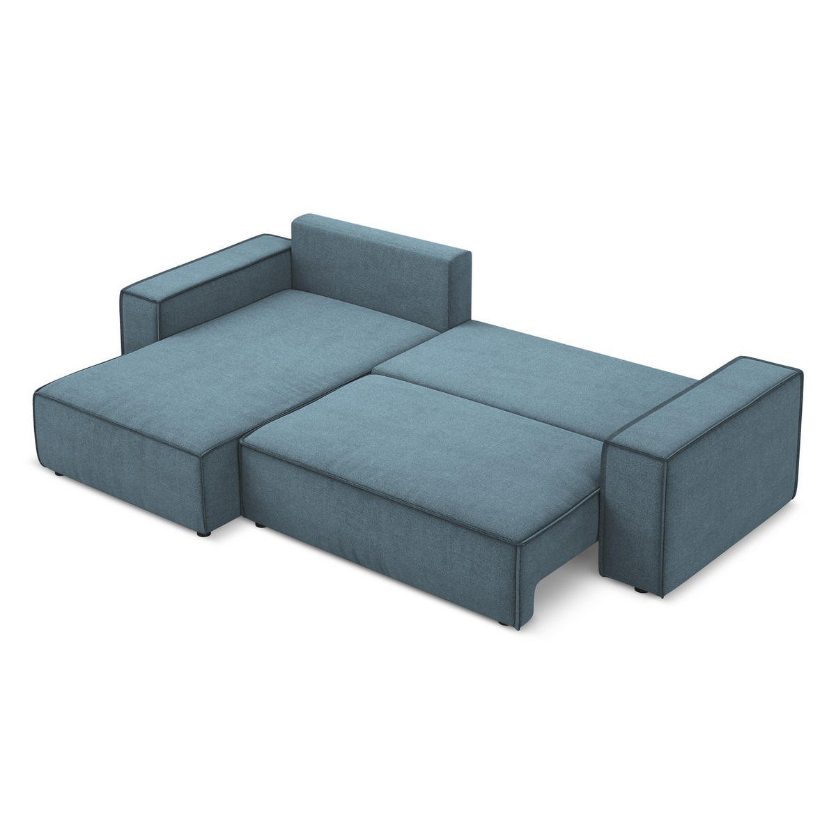 ECKSOFA mit Schlaffunktion Strukturstoff Stoff Blau - Blau/Schwarz, Kunststoff/Textil (185/290cm) - Makamii