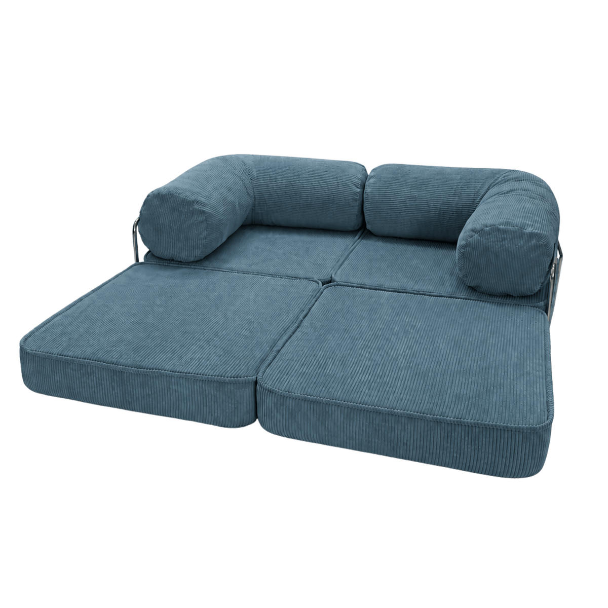 SOFA SURB Duo 100 Schlafsofa 2-Sitzer Tuerkis 200/100 cm - Türkis/Chromfarben, Textil/Metall (200/70/100cm) - SURB