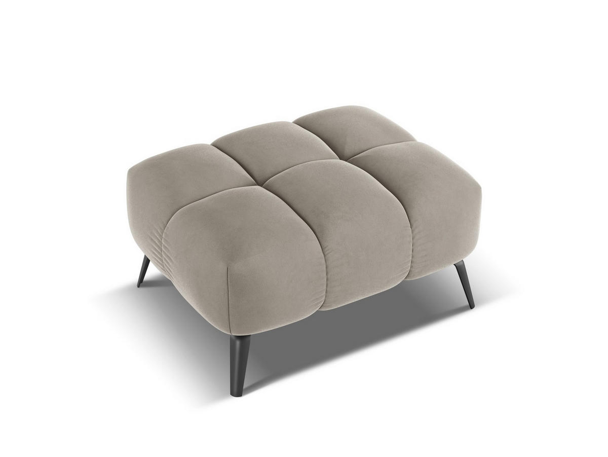 POUF Samt Stoff Grau - Taupe/Schwarz, Textil/Metall (78/41/60cm) - Makamii