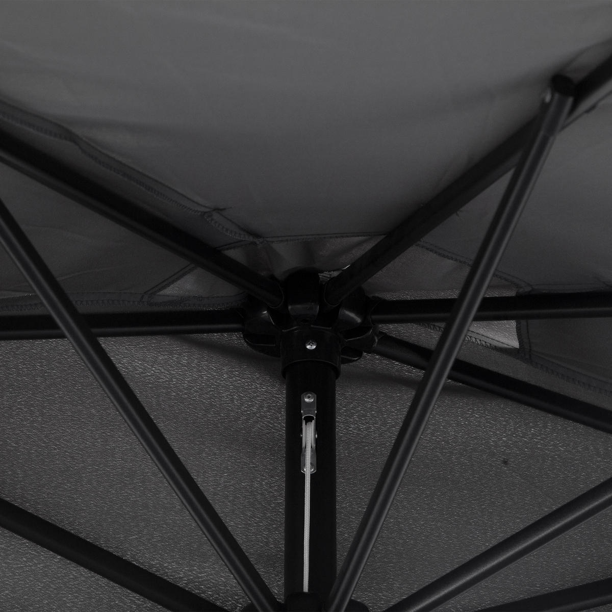 SONNENSCHIRM halbrund Kurbel grau schwarz - Grau, Metall (293/150cm) - LEBENLANG