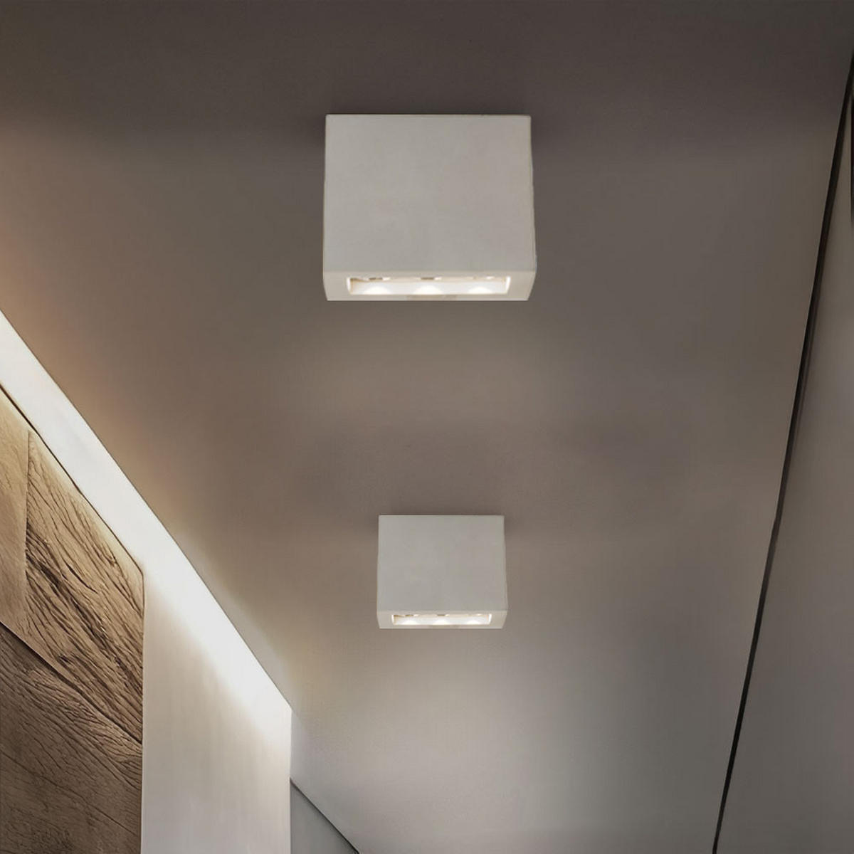 LED DECKENLEUCHTE TIMO Betonoptik Grau 2er Set - Grau, Metall (12.2/5.6/10cm) - Globo Lighting