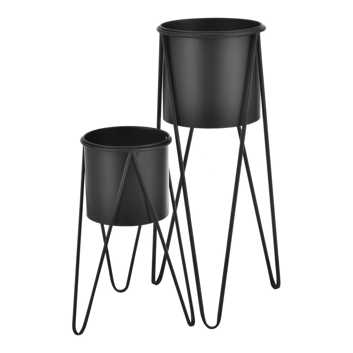 PFLANZSTÄNDER-SET 2 TLG. Hedera - Schwarz, Metall (32/70.5/32cm) - [en.casa]