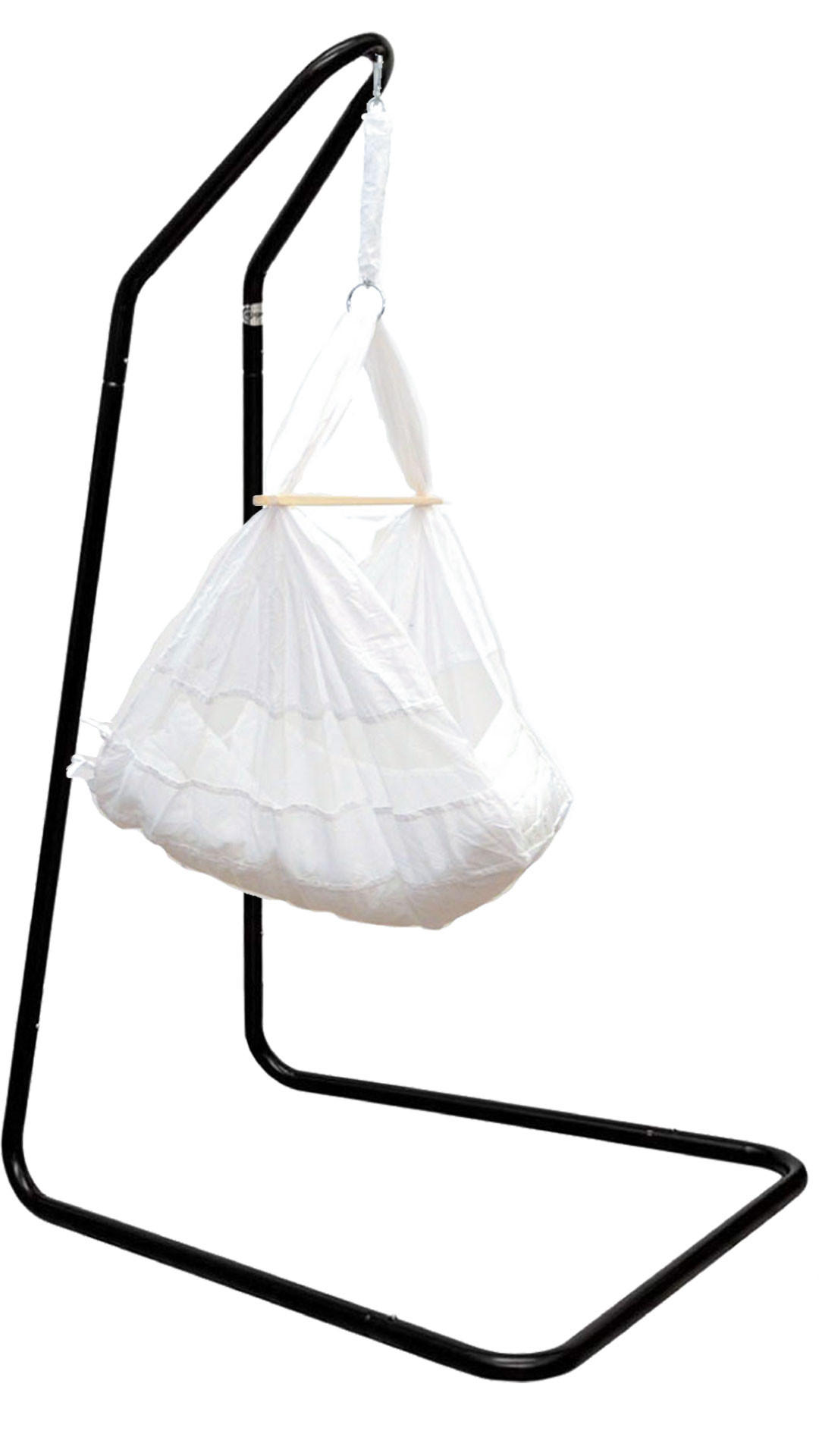 BABY-FEDERWIEGE inkl. Gestell, 160cm, bis 15kg, Weiß - Weiß, Metall (80/160/100cm) - Amanka