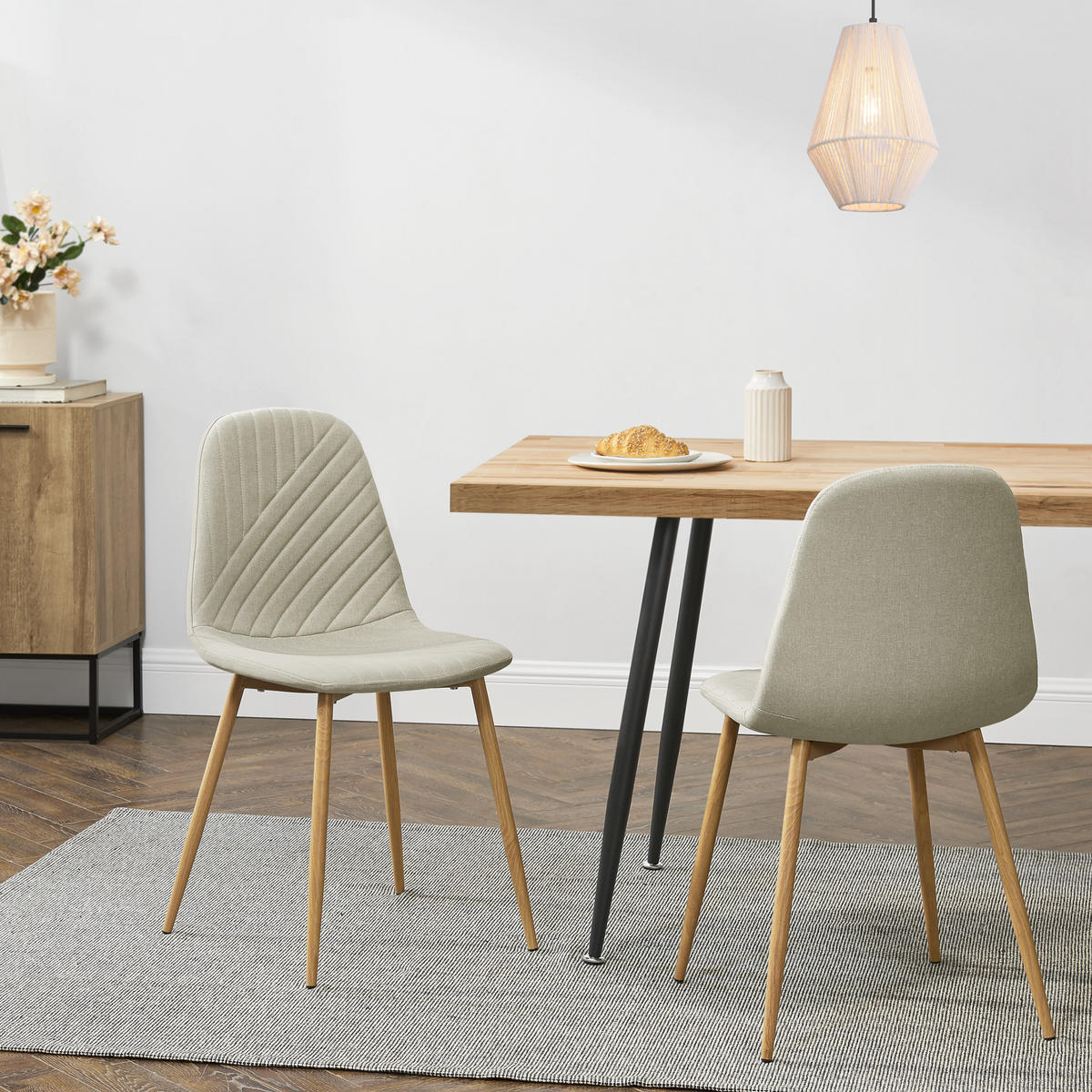 ESSZIMMERSTUHL Köfering im 2er-Set - Beige, Metall (44/87/51cm) - [en.casa]