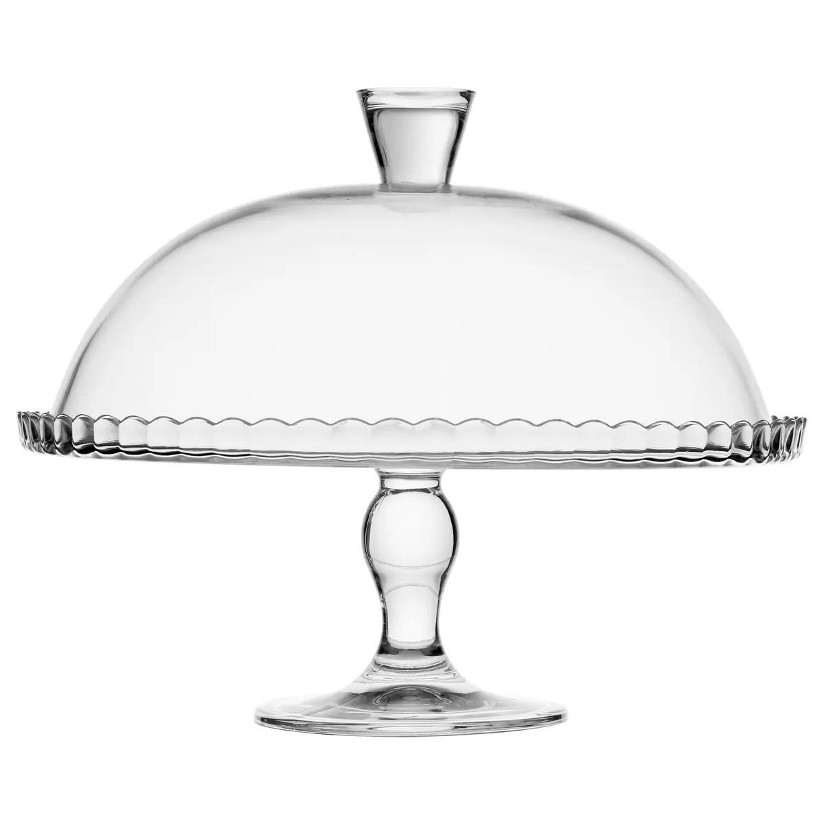 TORTENPLATTE mit Fuß und Haube Transparent 32/32/26 cm - Transparent, Glas (32/26cm) - Pasabahce