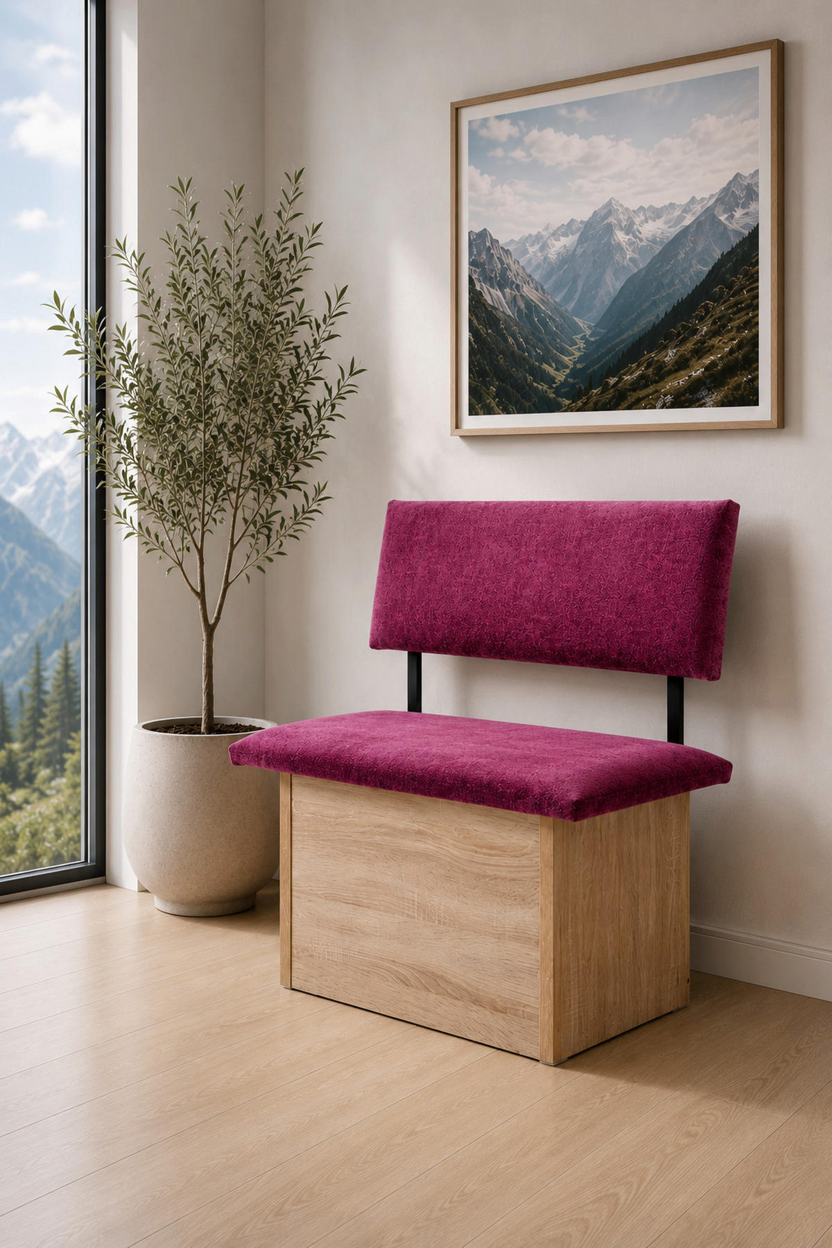 SITZBANK Das Raumwunder - Eichefarben/Violett, Holzwerkstoff/Textil (48/88/85cm) - Kundler Home