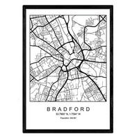 POSTER Bradford Stadtkarte – Nordisch A3 Rahmenlos - Klar, Papier (29.7/5/42cm) - Nacnic