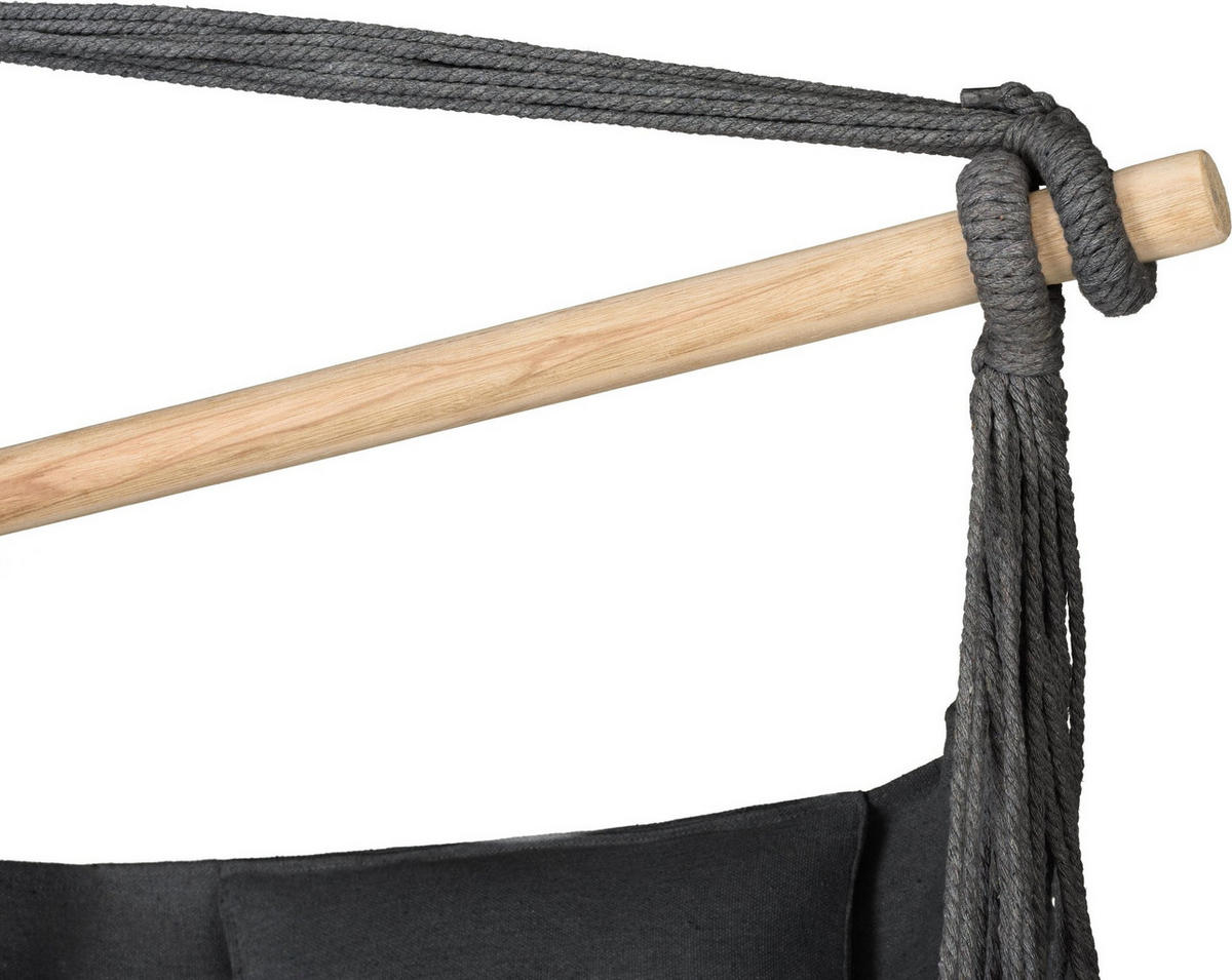 HÄNGESESSEL mit 3 Kissen 75/100/130 cm, bis 140 kg - Schwarz, Textil (100/130/75cm) - Outtec
