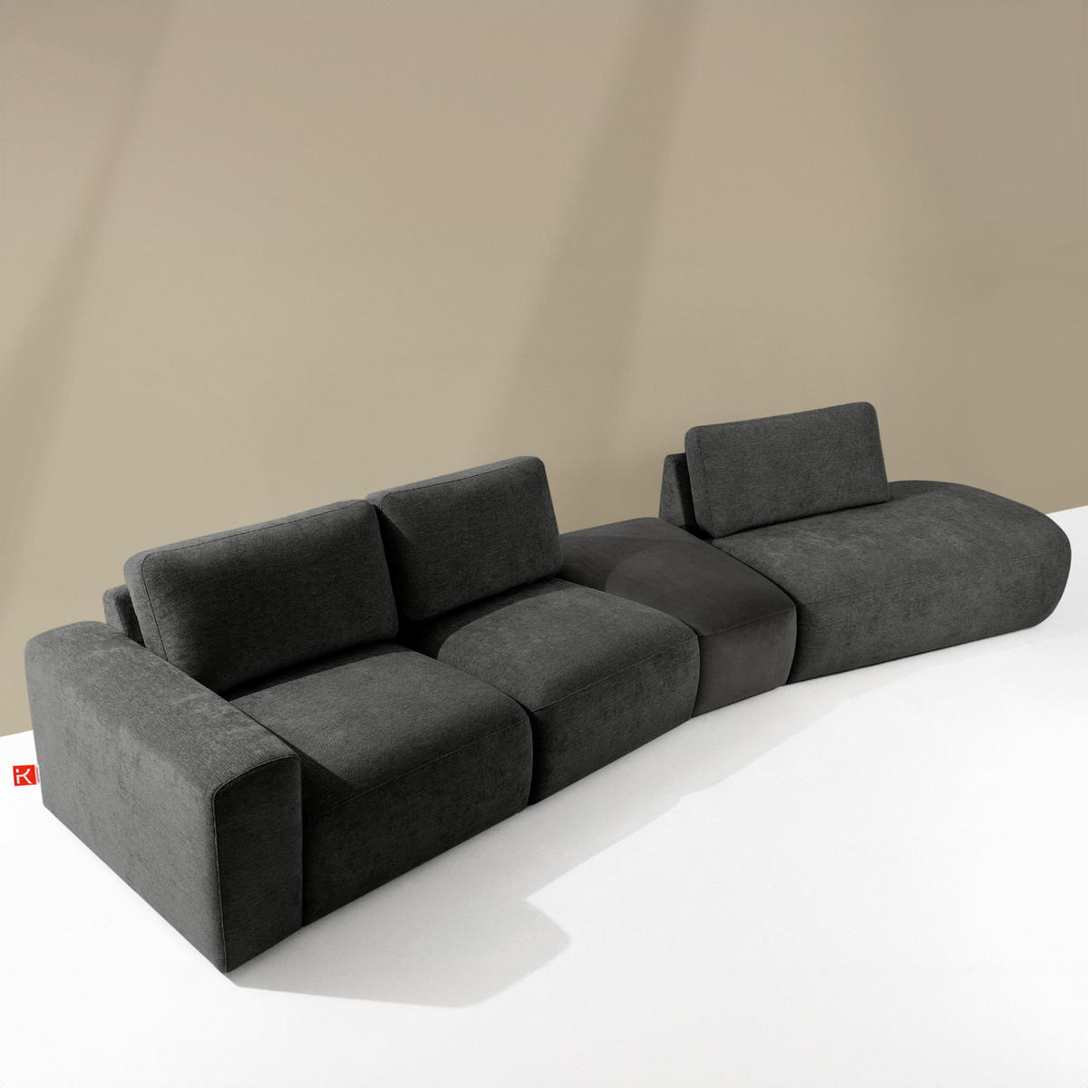 5-SITZER ECKSOFA ZUCCO Chenille rechts, Anthrazit - Anthrazit, Textil (430/84/105cm) - KONSIMO®