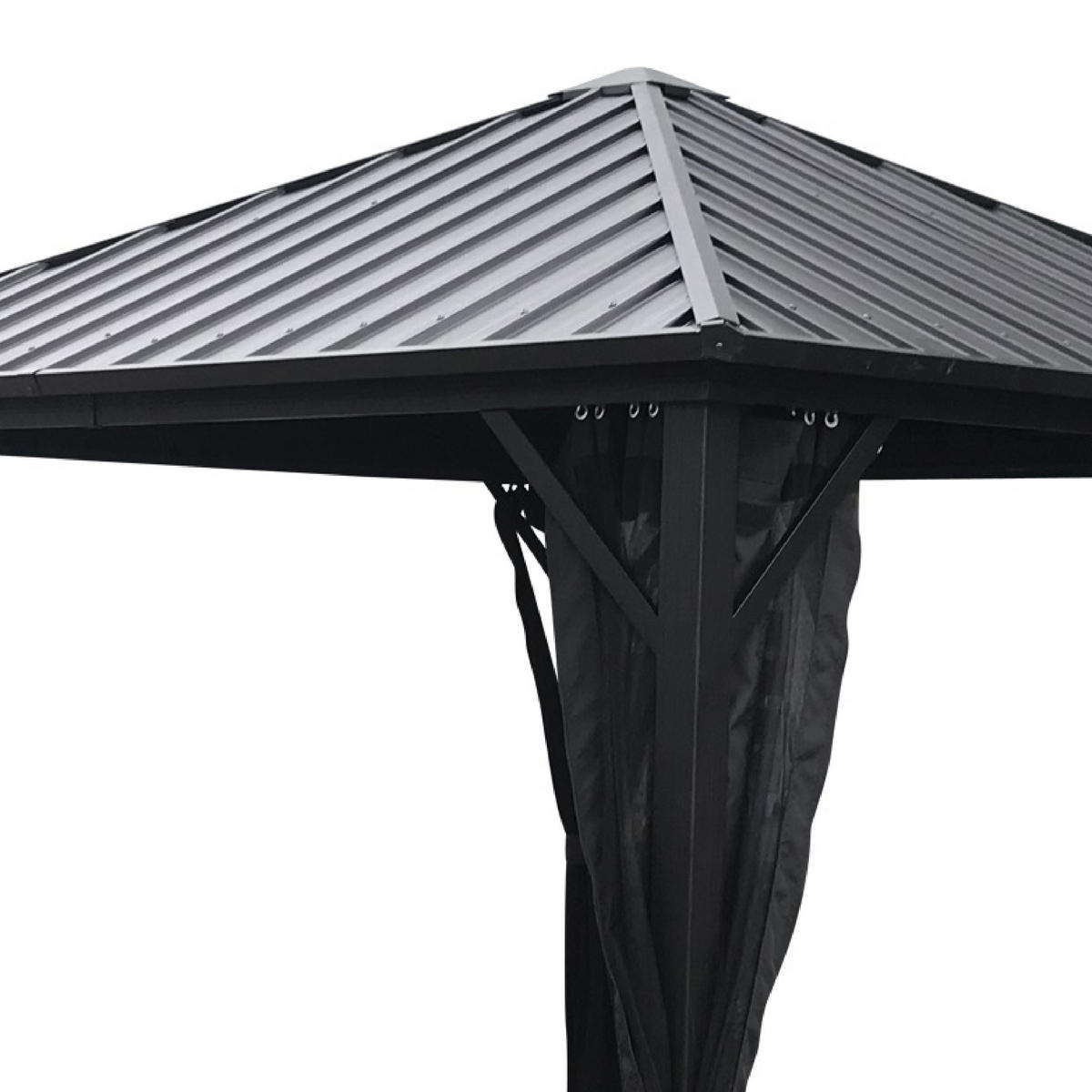 PAVILLON Paisley - 3x3 Meter, Aluminiumgestell 98x98x10mm, pulverbeschichtet. Dach aus Stahlplatten, galvanisier - Grau, Kunststoff (300/275/300cm) - TPFGarden