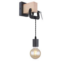 WANDLEUCHTE Metall Holzoptik Schwarz - Schwarz, Holz (14/28/15cm)