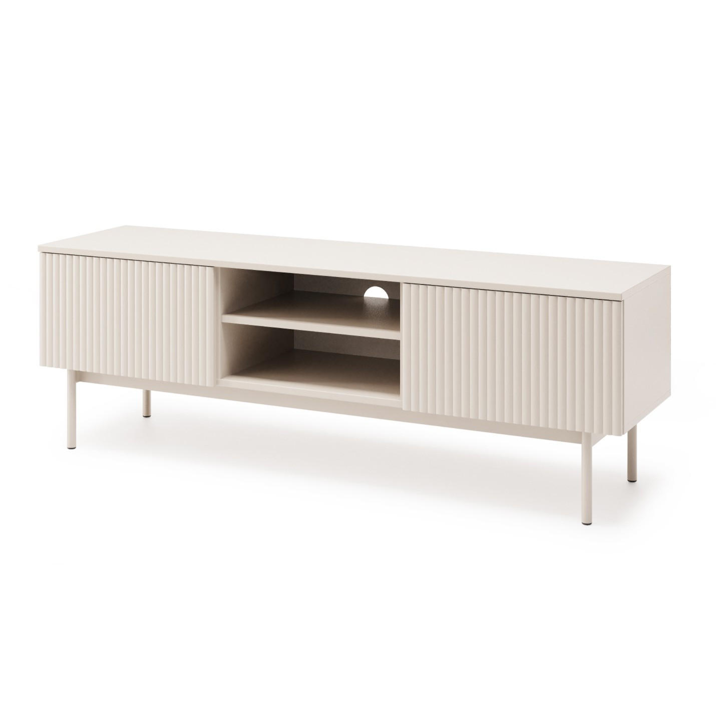 LOWBOARD Soft mit 2 Türen und geriffelten Fronten, Kaschmir - Kaschmir, Holzwerkstoff/Metall (150/50/38cm) - Beautysofa