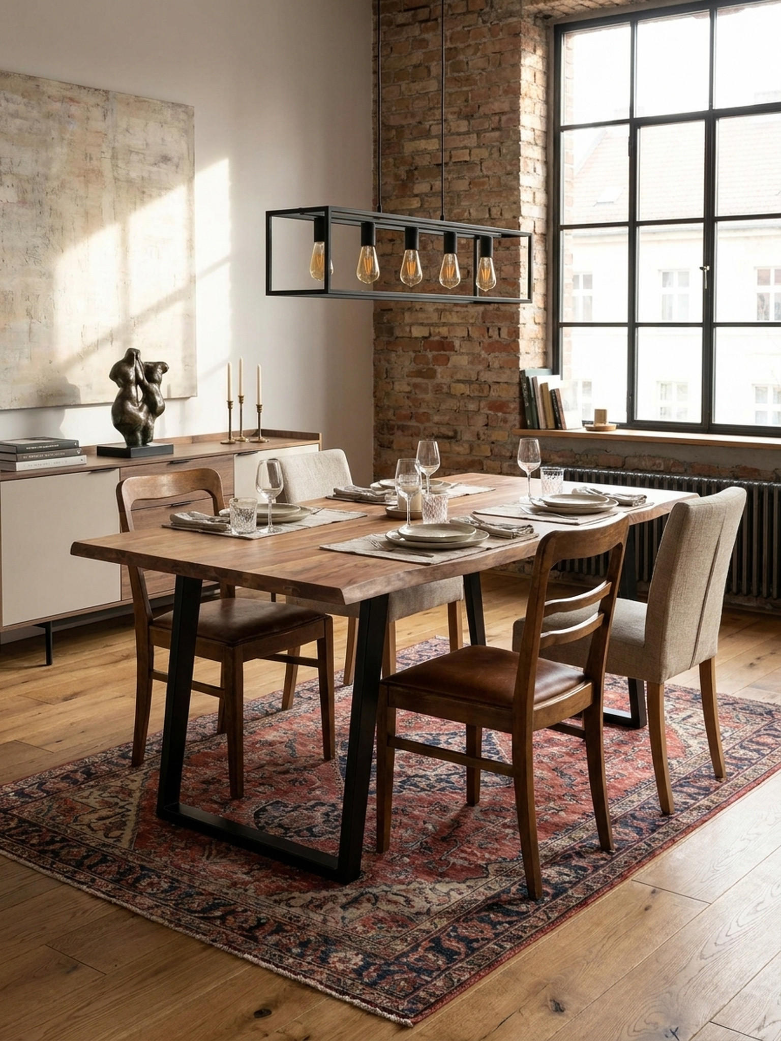ESSTISCH Massivholz Metall U-Gestell Baumkante Rechteckig, Akazie 160x80x76 cm - Schwarz/Akaziefarben, Holz/Metall (80/160/76cm) - KADIMA DESIGN