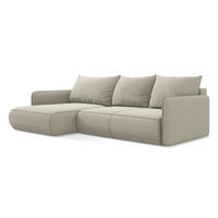 ECKSOFA mit Schlaffunktion Samt Stoff Creme - Perlmutt/Creme, Kunststoff/Textil (148/240cm) - LaMiaSofa