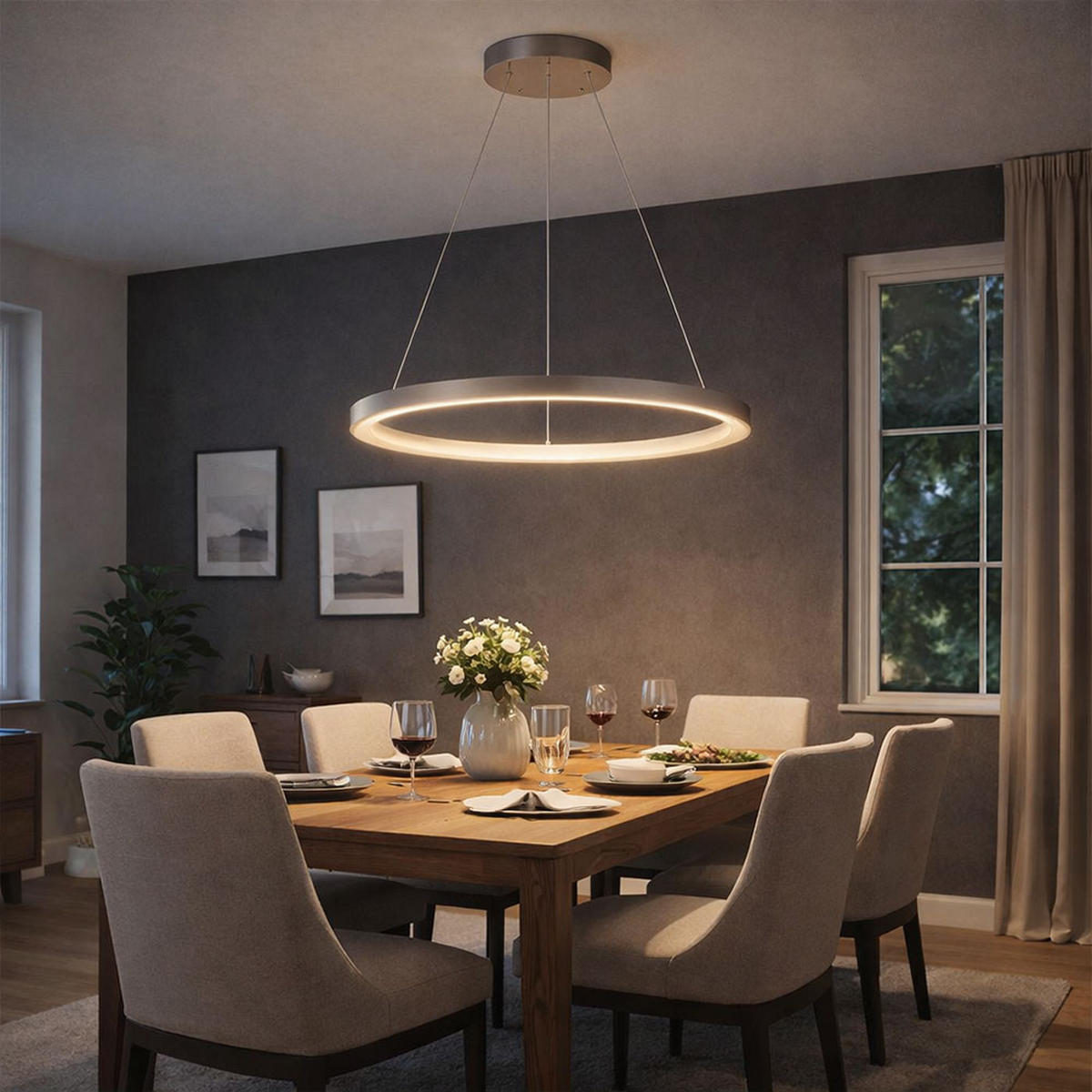 LED HÄNGELEUCHTE RALPH Silber Nickel-matt - Silberfarben, Metall (38.5/38.5/120cm) - Globo Lighting