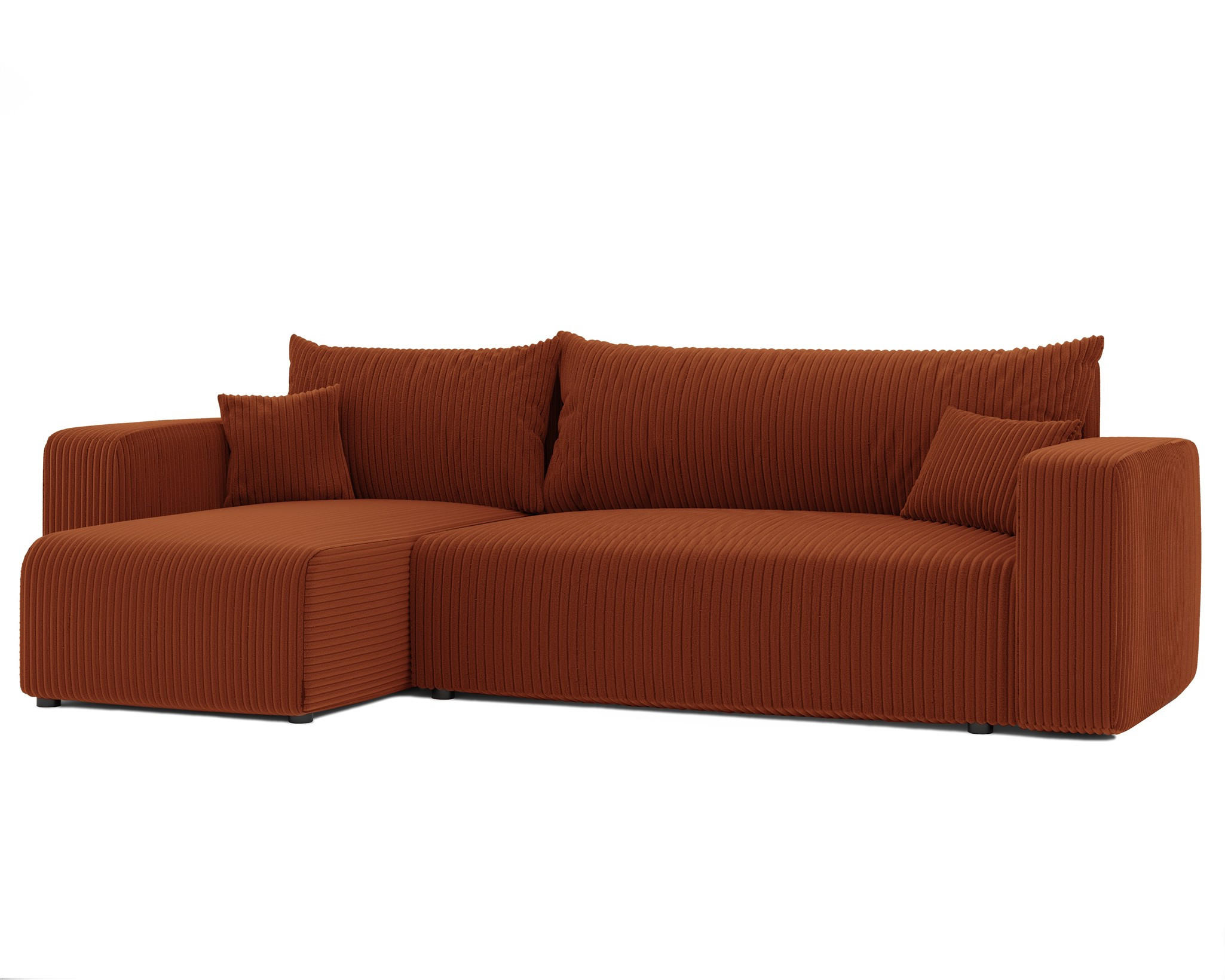 ECKSOFA Luna Mit Schlaffunktion - Rotbraun, Holzwerkstoff/Textil (248/145cm) - Fun Möbel