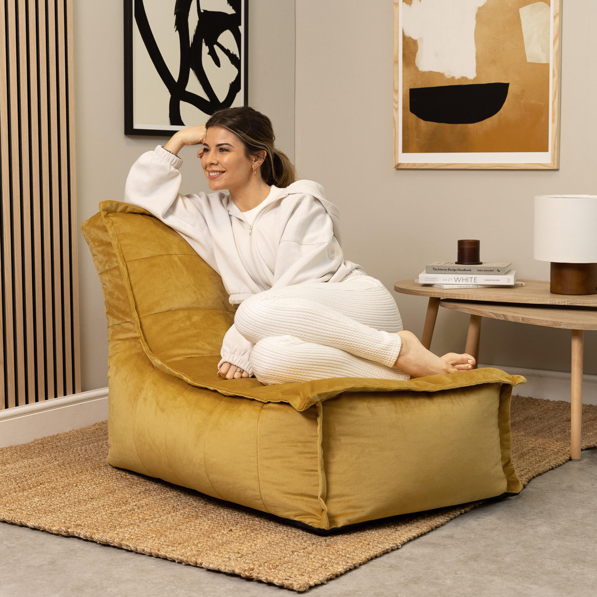 SITZSACK Lounger Skandi, Samt - Gelb, Kunststoff (79/68/90cm) - icon