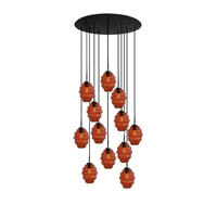 GALERIELEUCHTE Echos 12-flammig Braun Ø 18cm - Schwarz/Braun, Glas (18/18/20cm) - s.luce
