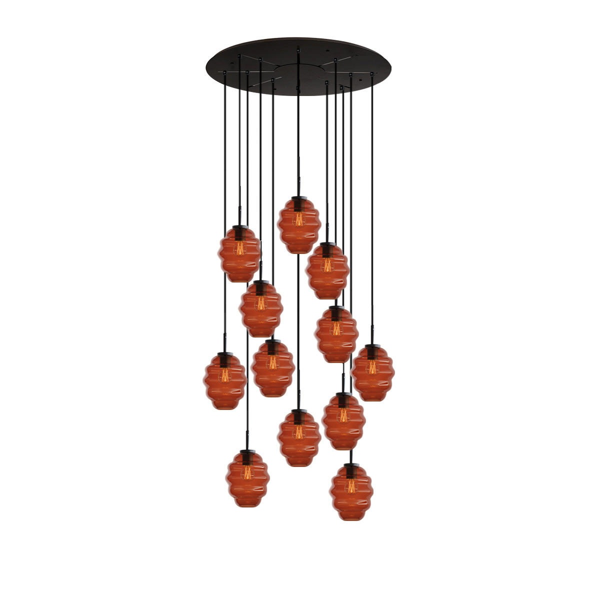 GALERIELEUCHTE Echos 12-flammig Braun Ø 18cm - Schwarz/Braun, Glas (18/18/20cm) - s.luce