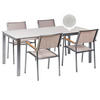 GARTENMÖBEL SET 4-Sitzer Keramik-Glas weiß Textil beige Cosoleto/Grosseto - Beige/Silberfarben, Glas - Beliani