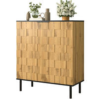 SCHUHSCHRANK aus Spanplatte 80x35x91,5 cm Natur mit höhenverstellbaren Fächern und Mosaik-Türdesign - Naturfarben, Holzwerkstoff (80/91/35cm) - Modfu
