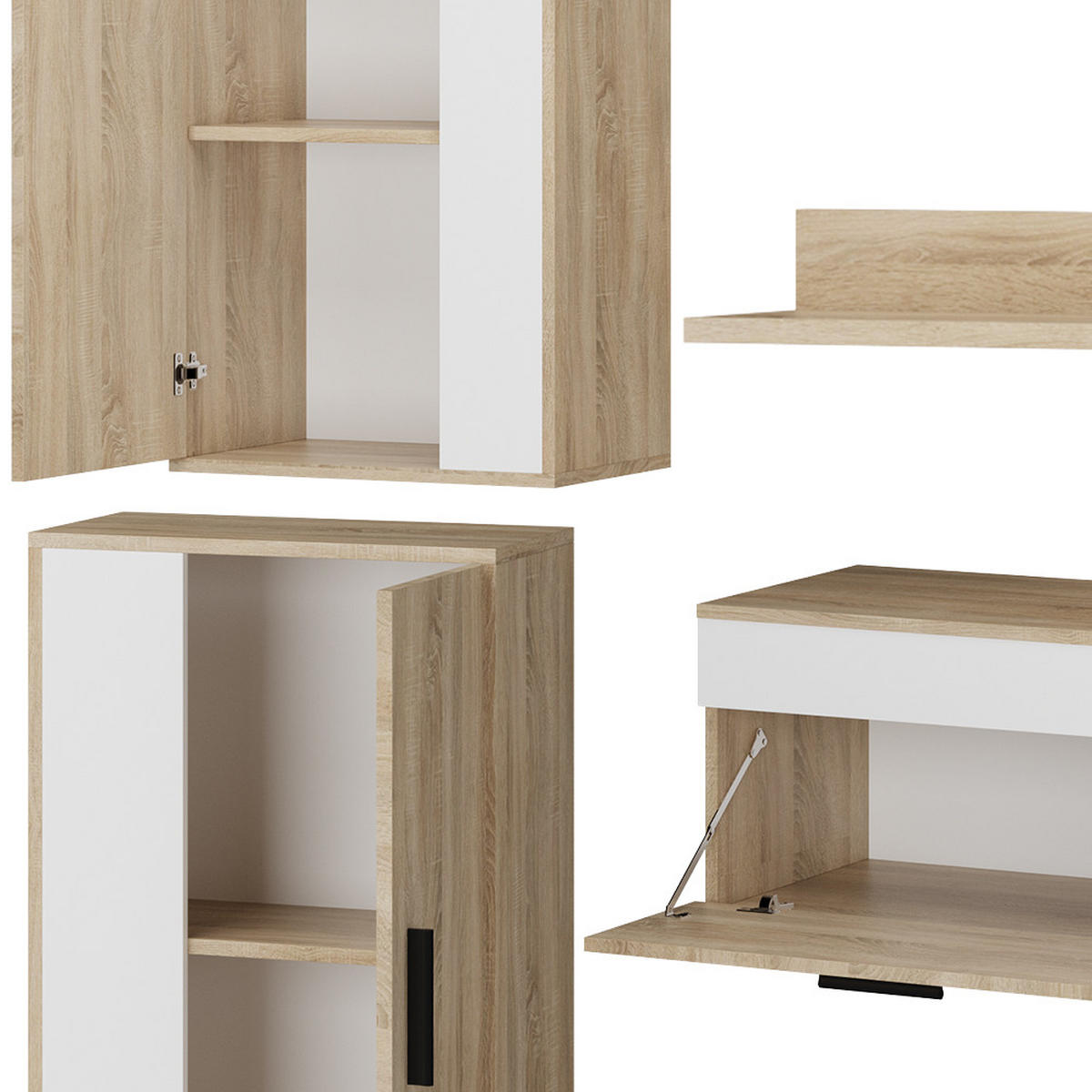 NÁSTĚNNÁ SKŘÍŇKA Berno Sonoma/bílá - bílá/Sonoma dub, kompozitní dřevo (78/8/17.1cm) - Vicco