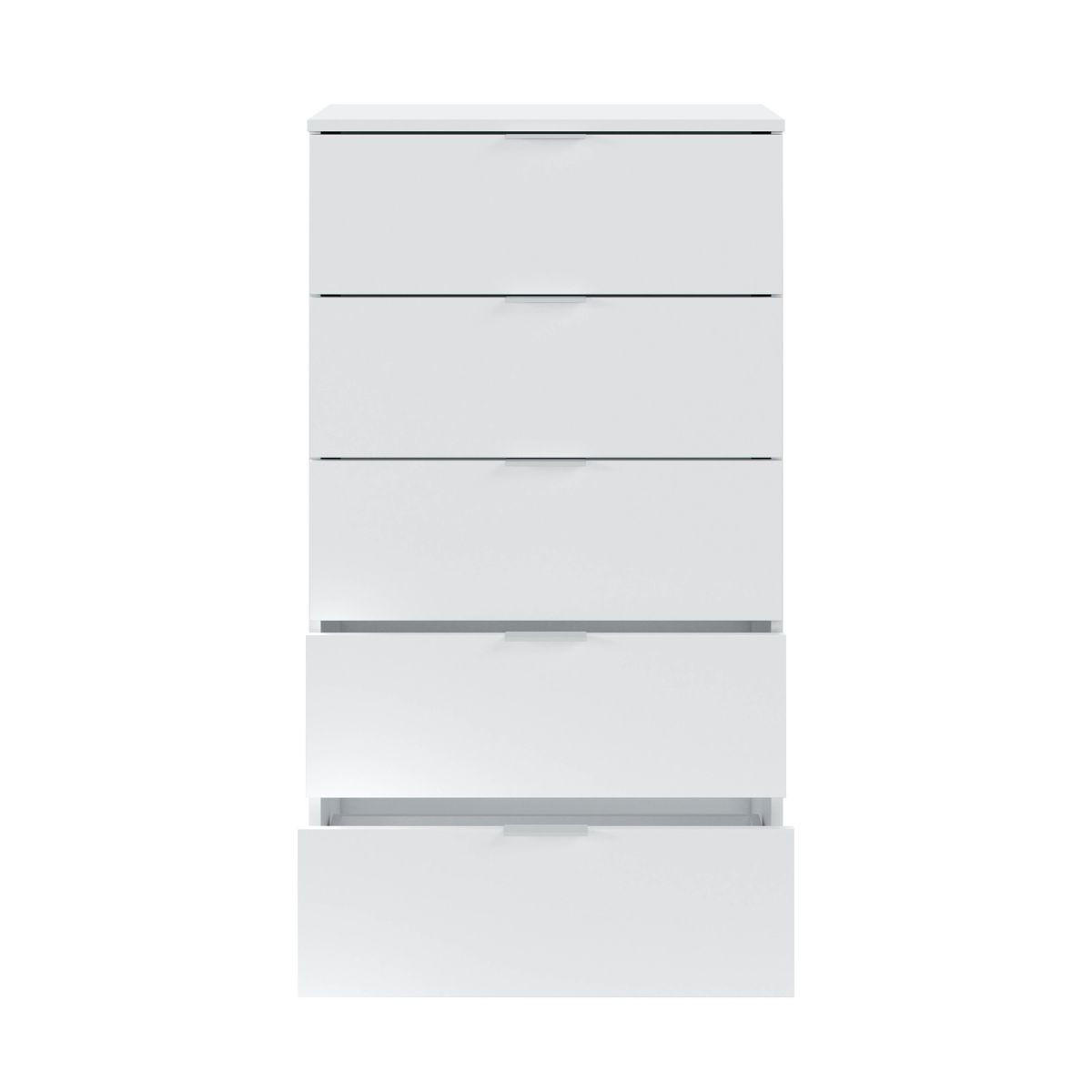 KOMMODE 5 Schubladen Kommoden - L60 cm - Weiß, Holzwerkstoff (40/110/60cm) - Calicosy