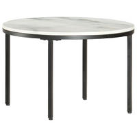 COUCHTISCH Weiß und Schwarz Ø65 cm Echter Marmor - Weiß, Stein (65/65/40cm) - furnicato