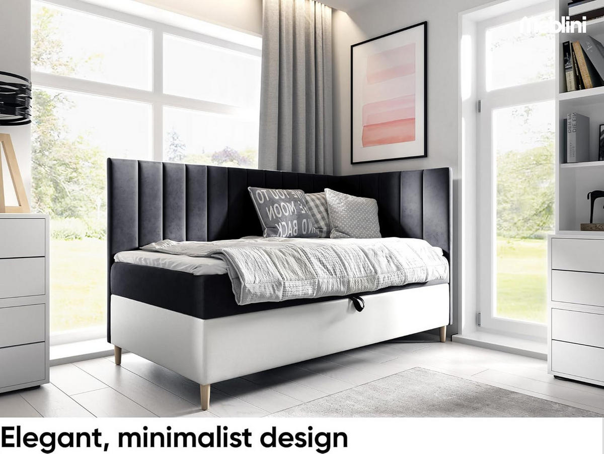 KINDERBETT MAYA 3 - Schwarz/Weiß, Holzwerkstoff (86/208cm) - Meblini