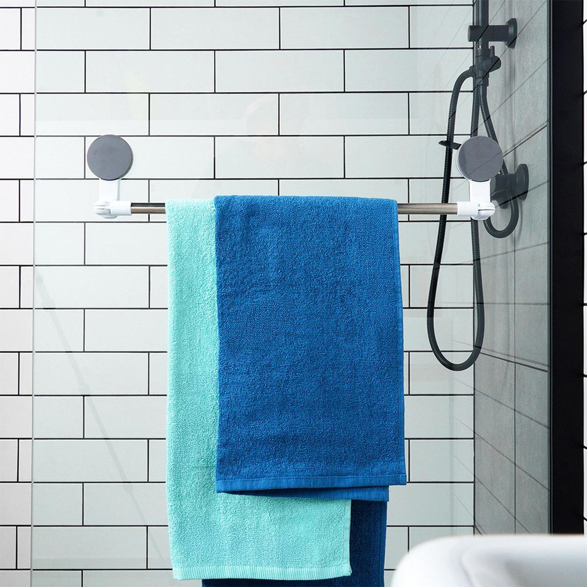 HANDTUCHHALTER Saugnapf Silber - Silberfarben, Metall (60/11/8.5cm) - Bathroom solutions
