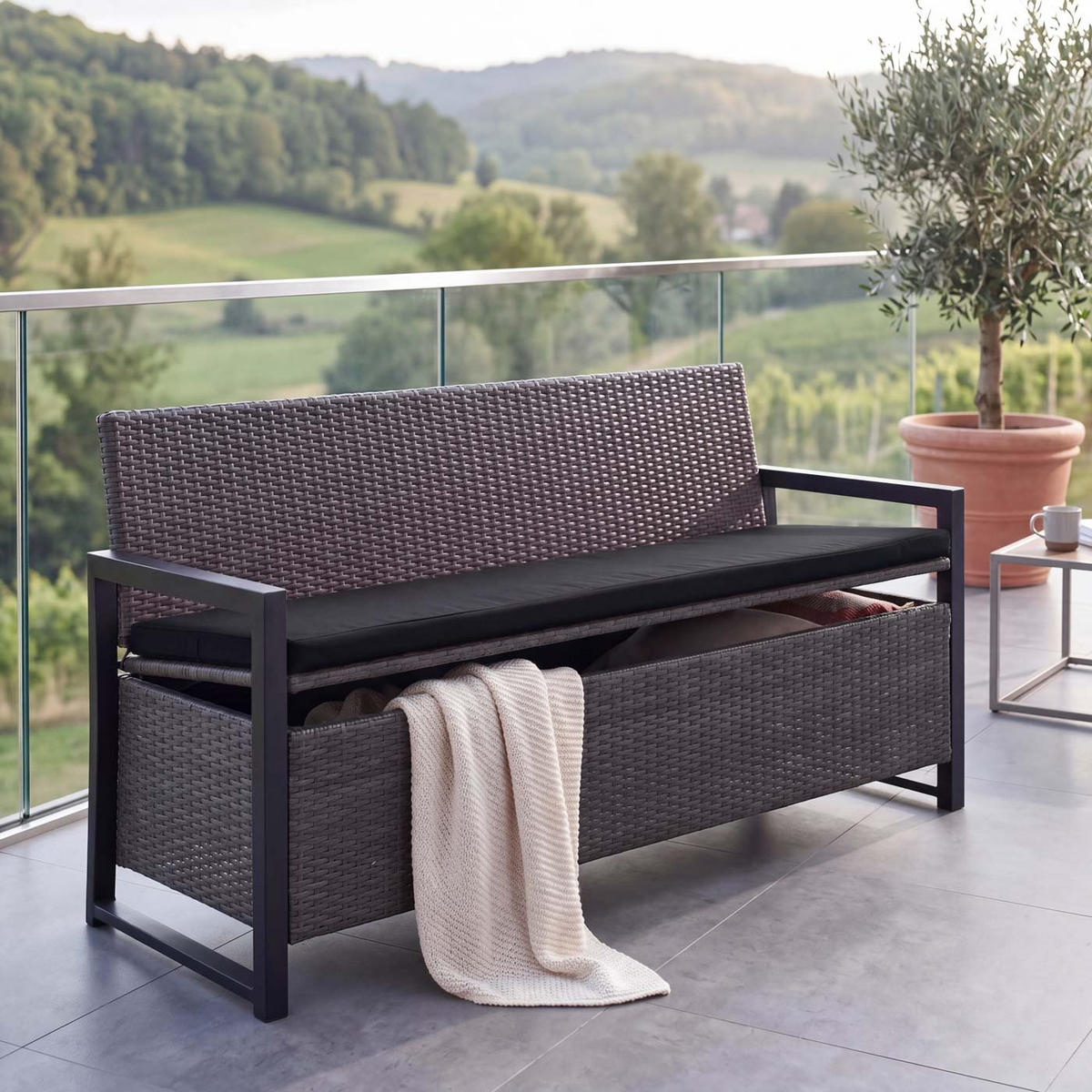 SITZBANK Grau, Schwarz - Schwarz/Grau, Kunststoff (164/87/57cm) - MCW