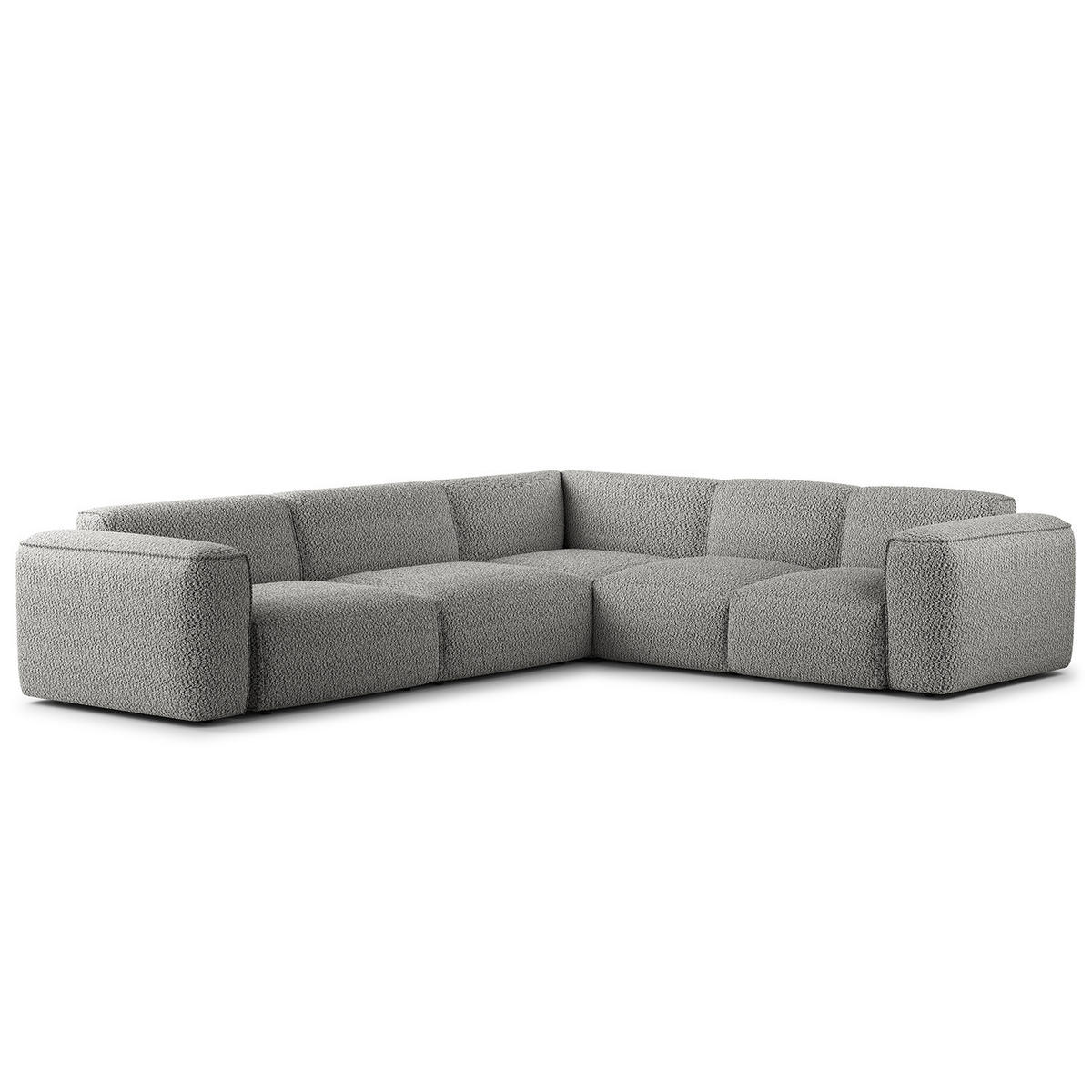 ECKSOFA mit Rundecke - Schwarz/Grau, Kunststoff/Textil (325/260cm) - home24