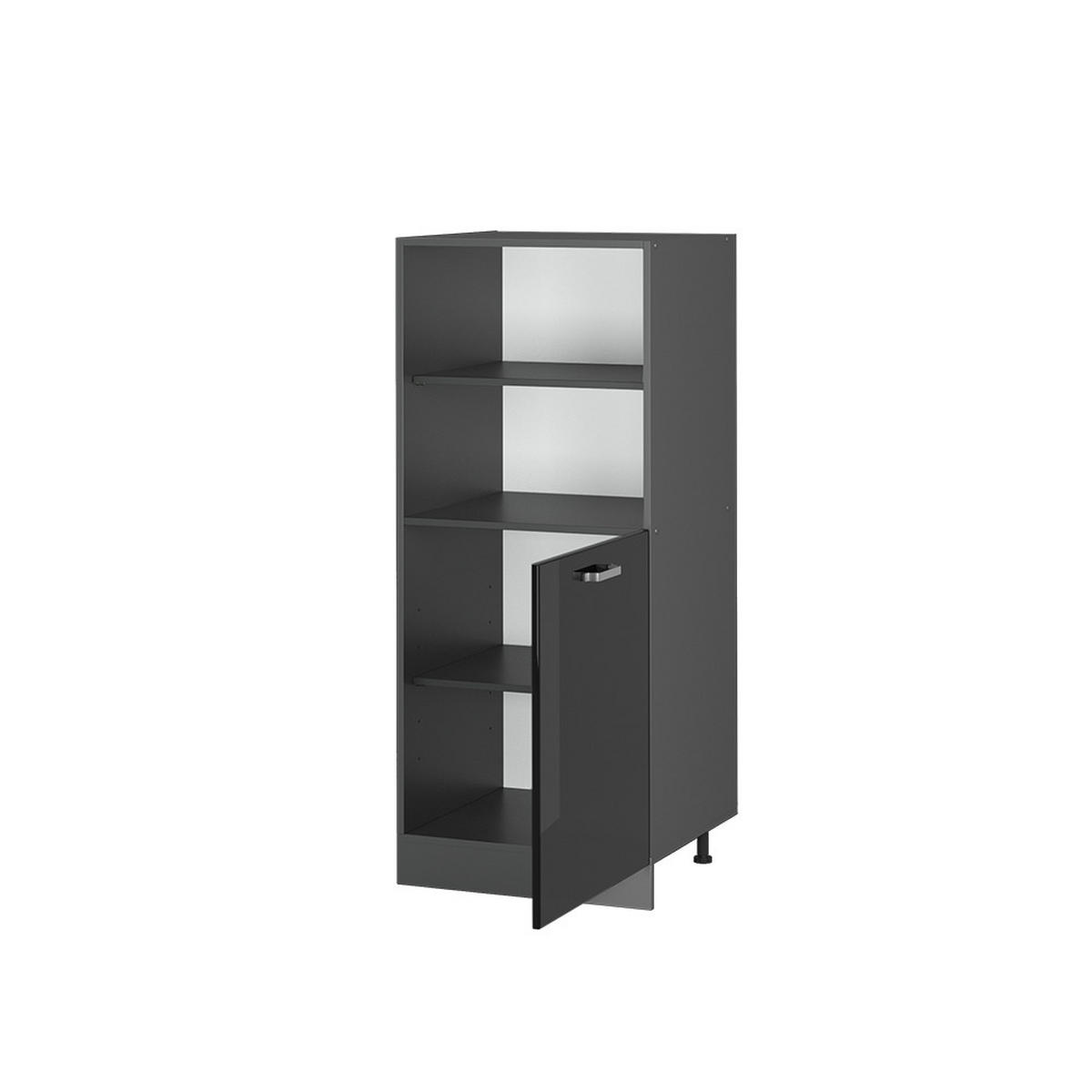 HERDUMBAUSCHRANK R-Line Schwarz Hochglanz 60 cm - Schwarz Hochglanz/Anthrazit, Holzwerkstoff (60/143/57cm) - Vicco