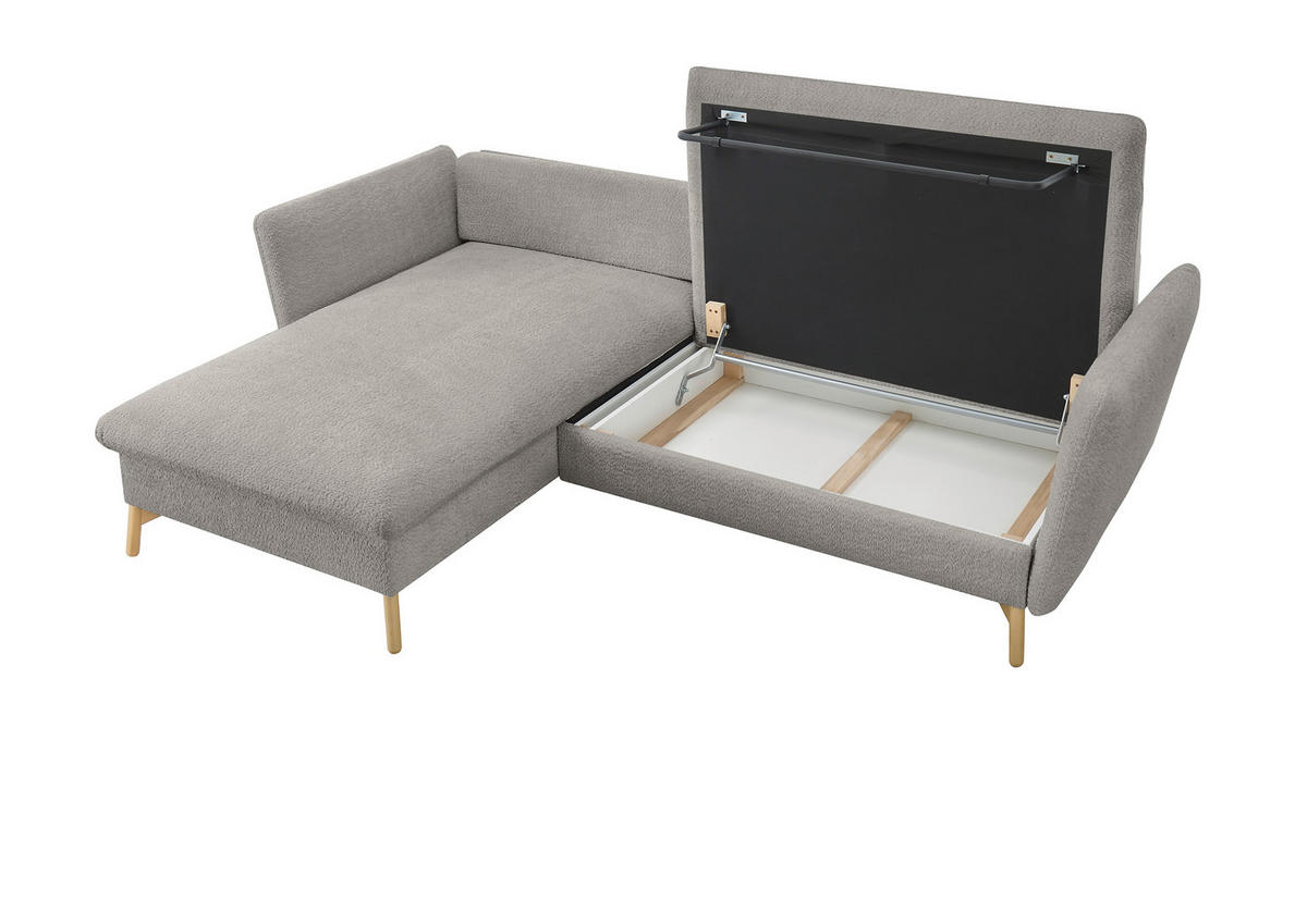 ECKSOFA S11 Ambriamo Hellgrau 258/91/167 cm Recamiere links - Hellgrau, Textil (167/258cm) - Livojo