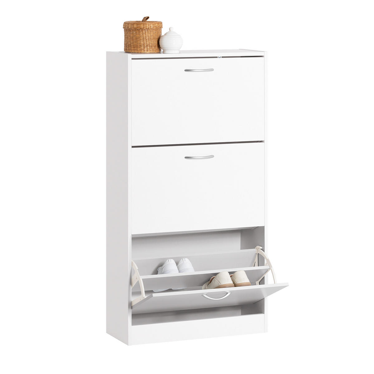 SCHUHSCHRANK Weiß - Weiß, Holzwerkstoff (60/115/24cm) - SoBuy