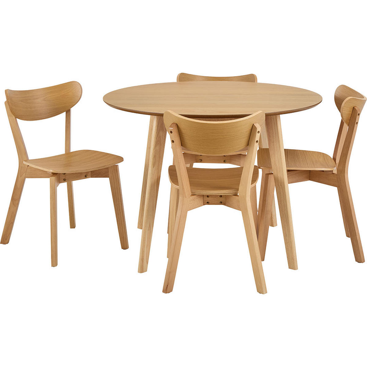 ESSGRUPPE, Roxby, Tisch Natur, Stühle Eiche, MDF, 105 x 105 x 76 cm, 5-teilig - Naturfarben, Holzwerkstoff (105/76/105cm) - ebuy24