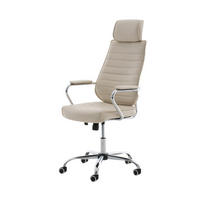 BÜROSTUHL Ergonomisch FUGOR Schreibtischstuhl mit Rollen | Creme - Creme, Leder/Metall (67/117/60cm) - DELUKE